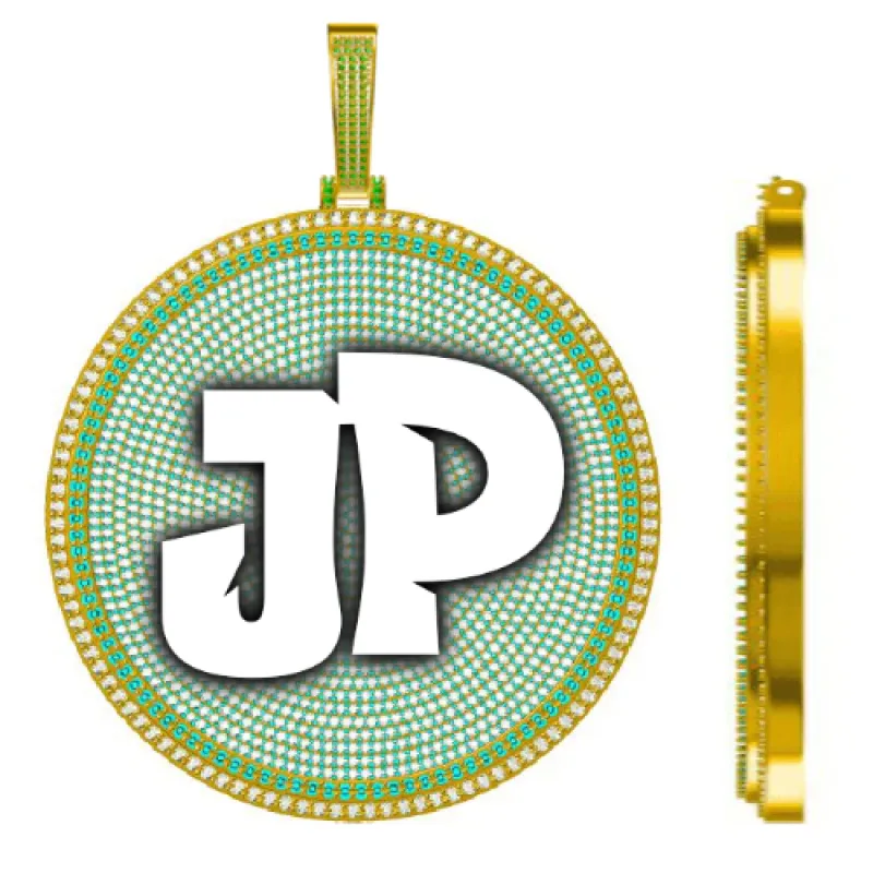 CUSTOM LETTER NECKLACE 3D BIG DISC sold by The GUU Shop