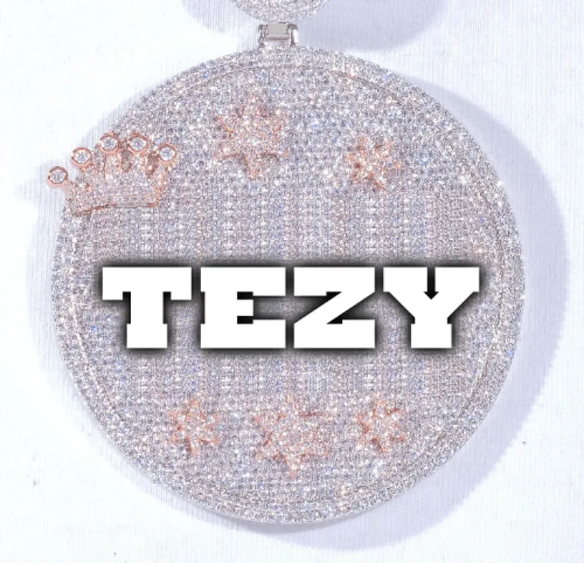 CUSTOM LETTER NECKLACE 3D BIG CROWN DISC sold by The GUU Shop