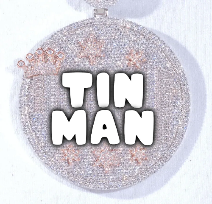 CUSTOM LETTER NECKLACE 3D BIG CROWN DISC sold by The GUU Shop