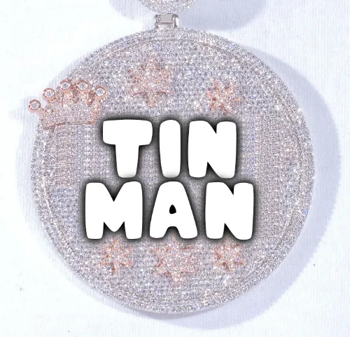 CUSTOM LETTER NECKLACE 3D BIG CROWN DISC sold by The GUU Shop