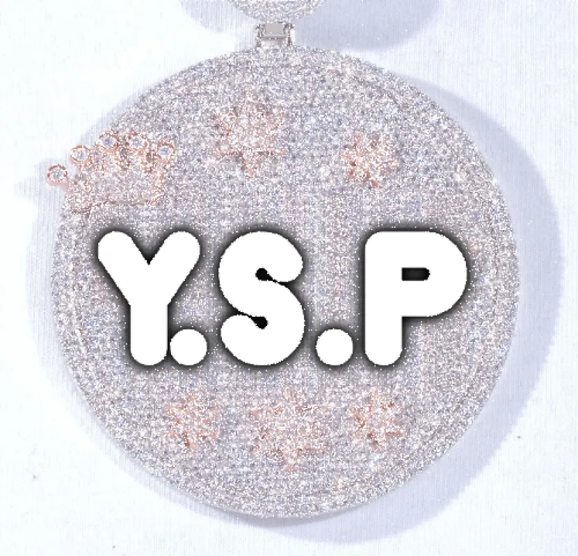 CUSTOM LETTER NECKLACE 3D BIG CROWN DISC sold by The GUU Shop