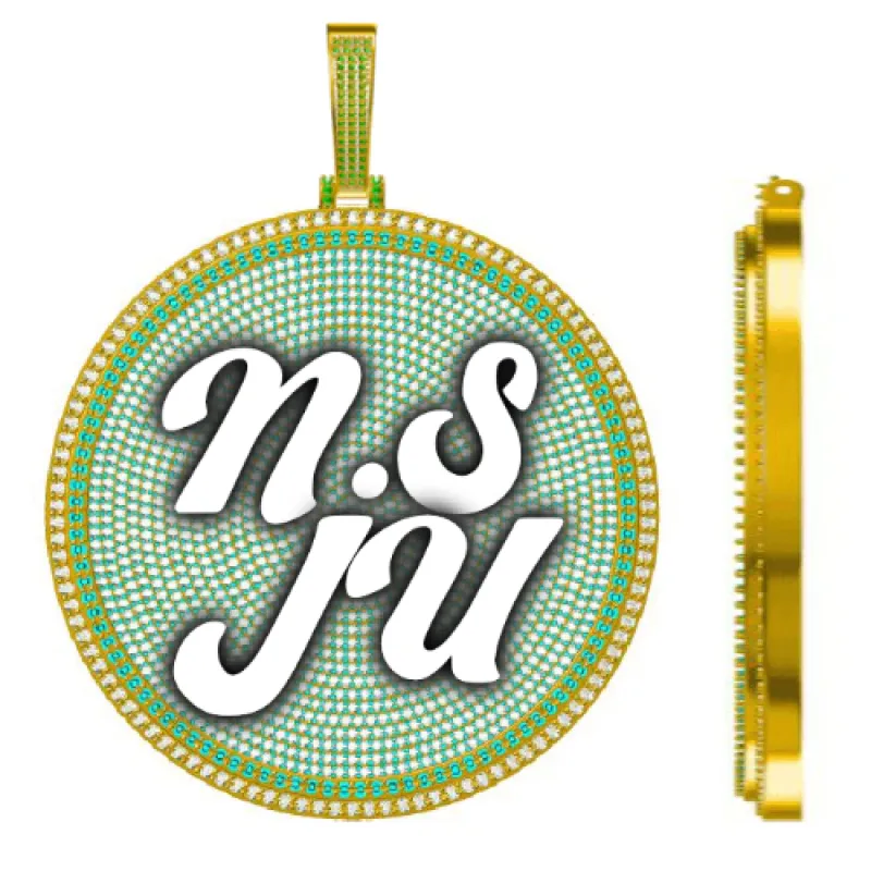 CUSTOM LETTER NECKLACE 3D BIG DISC sold by The GUU Shop