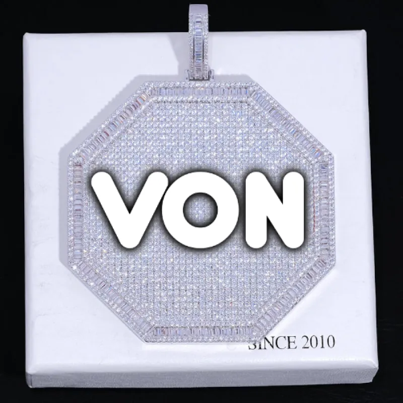 CUSTOM LETTER NECKLACE 3D BIG OCTAGON sold by The GUU Shop