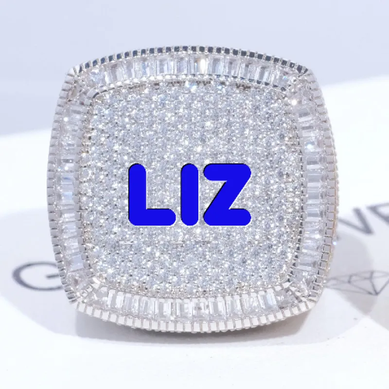 CUSTOM LETTER 3D ICED RING sold by The GUU Shop