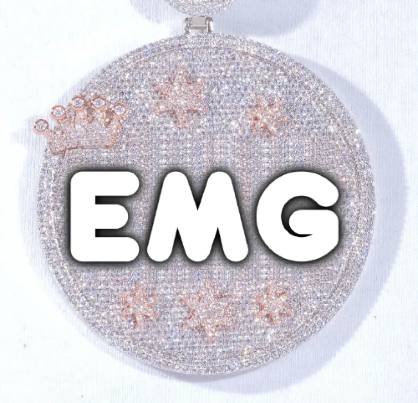 CUSTOM LETTER NECKLACE 3D BIG CROWN DISC sold by The GUU Shop