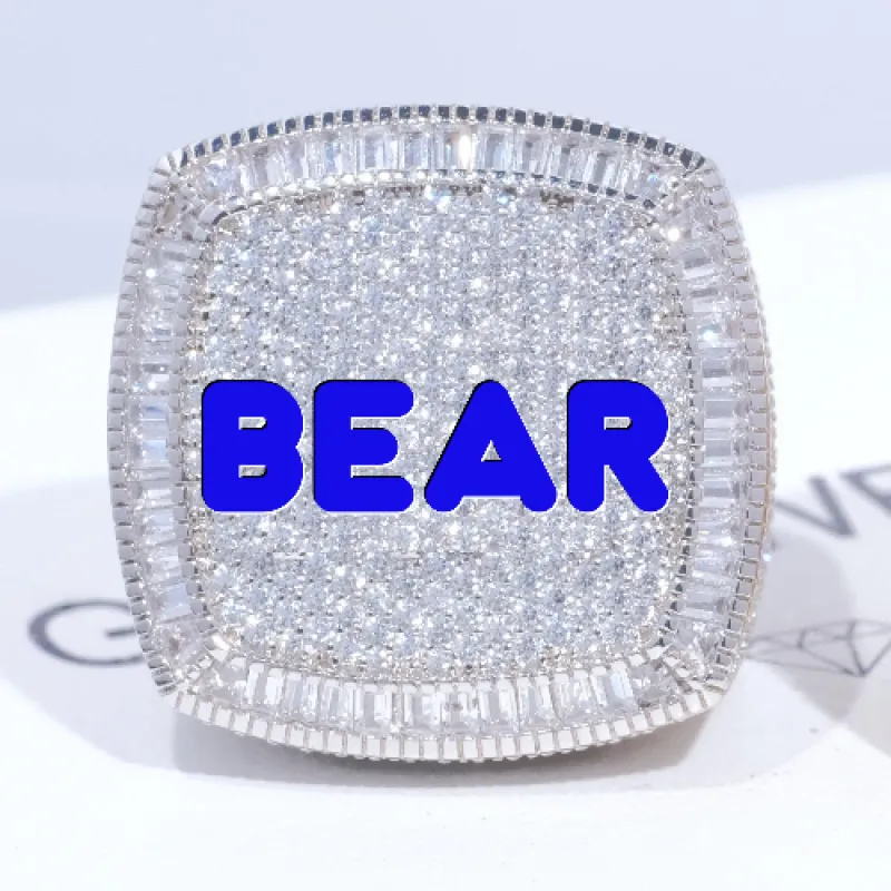 CUSTOM LETTER 3D ICED RING made by The GUU Shop