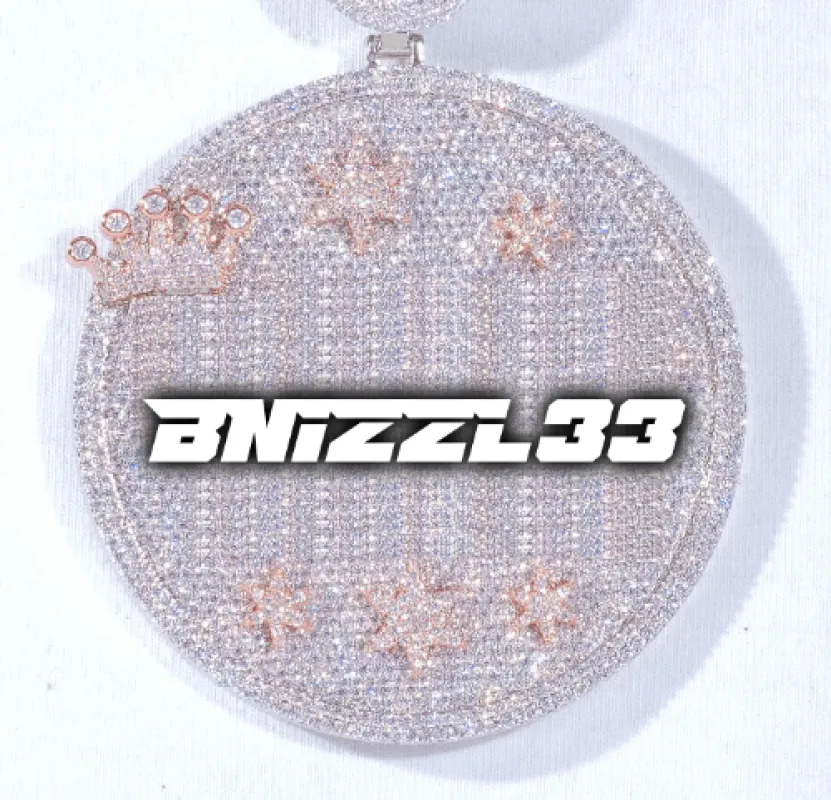 CUSTOM LETTER NECKLACE 3D BIG CROWN DISC sold by The GUU Shop