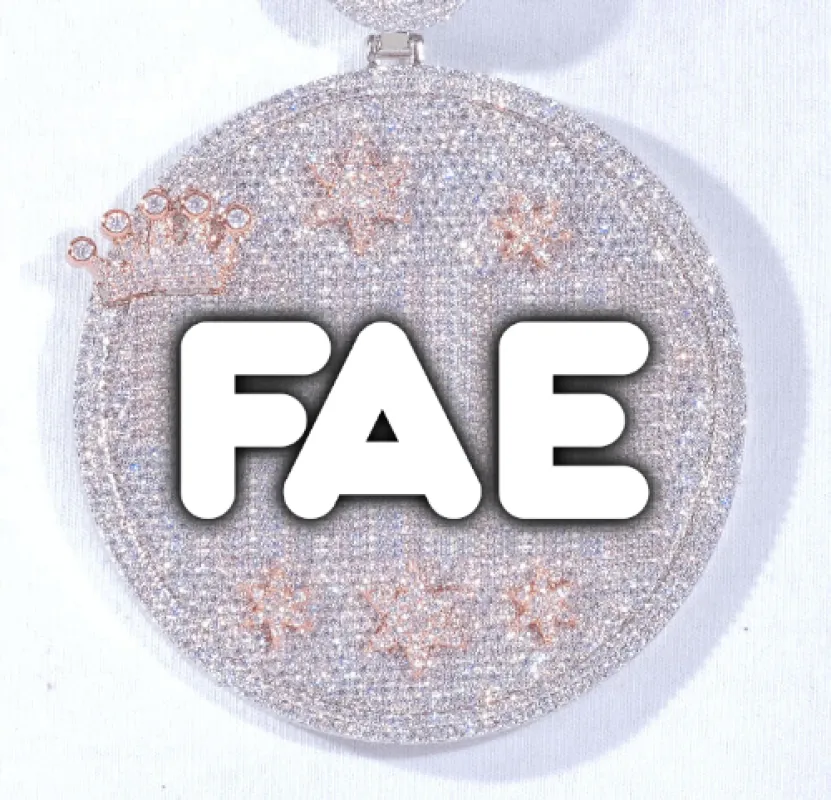 CUSTOM LETTER NECKLACE 3D BIG CROWN DISC sold by The GUU Shop