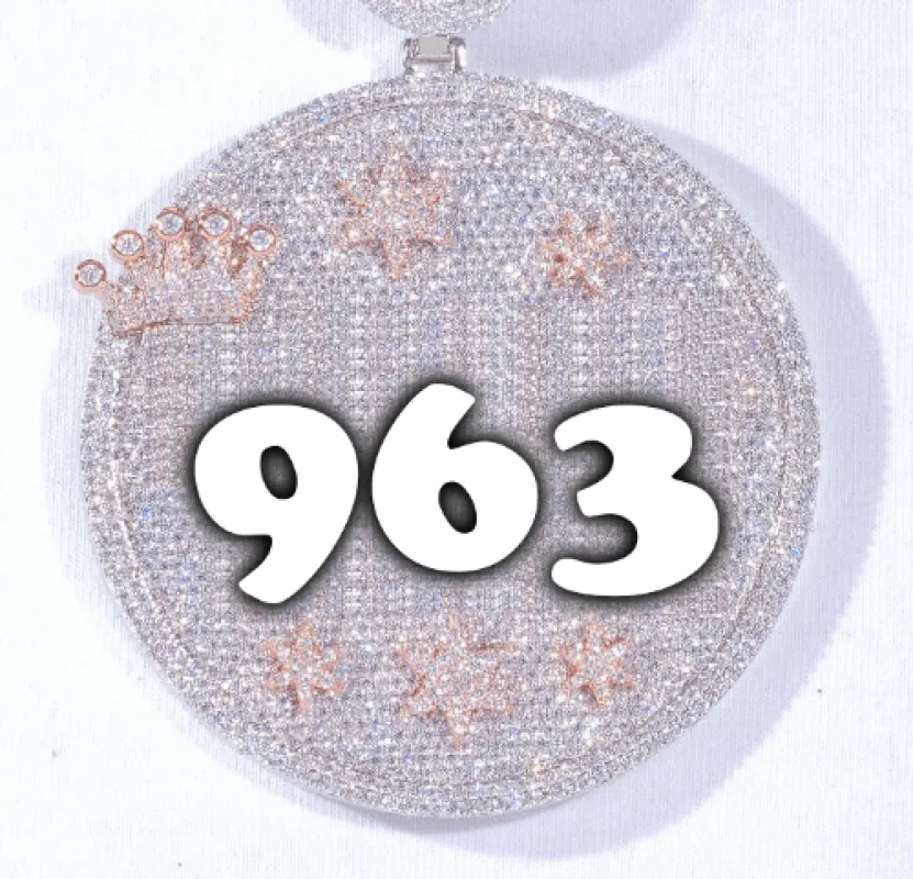 CUSTOM LETTER NECKLACE 3D BIG CROWN DISC sold by The GUU Shop