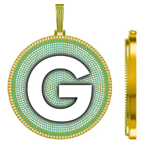 CUSTOM LETTER NECKLACE 3D BIG DISC sold by The GUU Shop