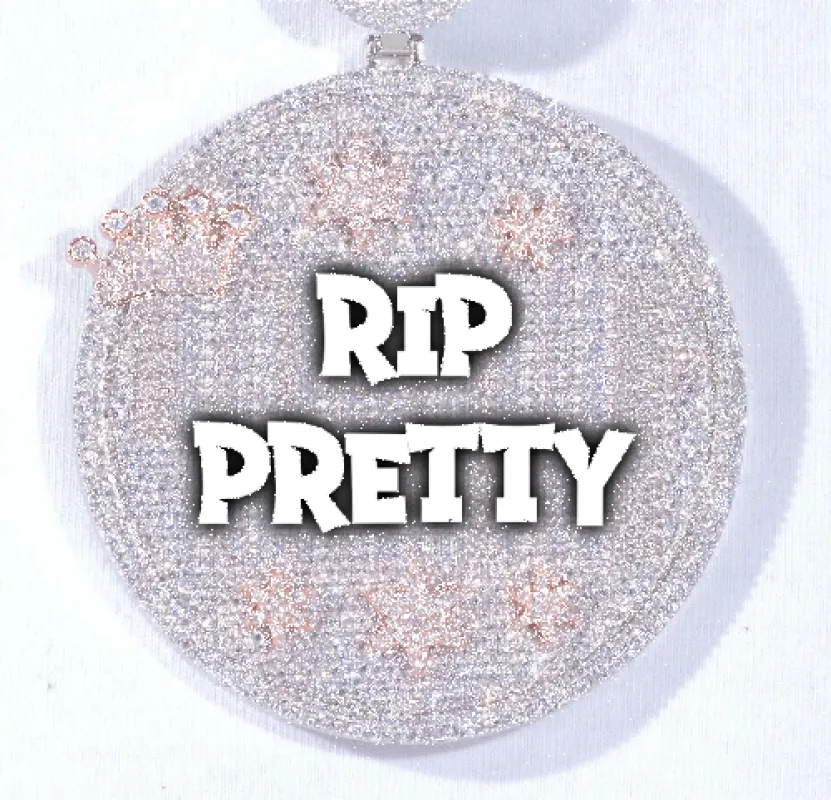 CUSTOM LETTER NECKLACE 3D BIG CROWN DISC sold by The GUU Shop