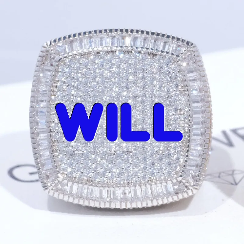 CUSTOM LETTER 3D ICED RING sold by The GUU Shop