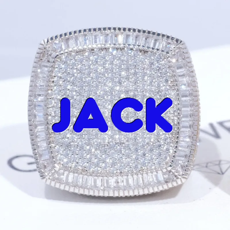 CUSTOM LETTER 3D ICED RING sold by The GUU Shop