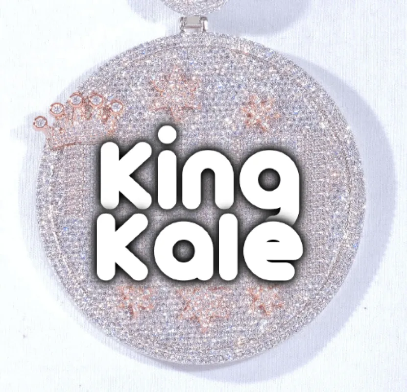 CUSTOM LETTER NECKLACE 3D BIG CROWN DISC sold by The GUU Shop