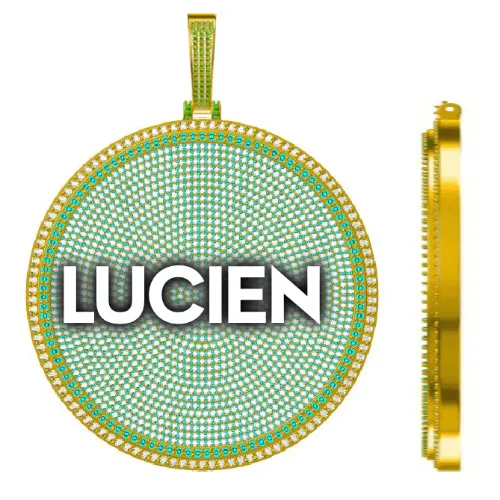 CUSTOM LETTER NECKLACE 3D BIG DISC sold by The GUU Shop