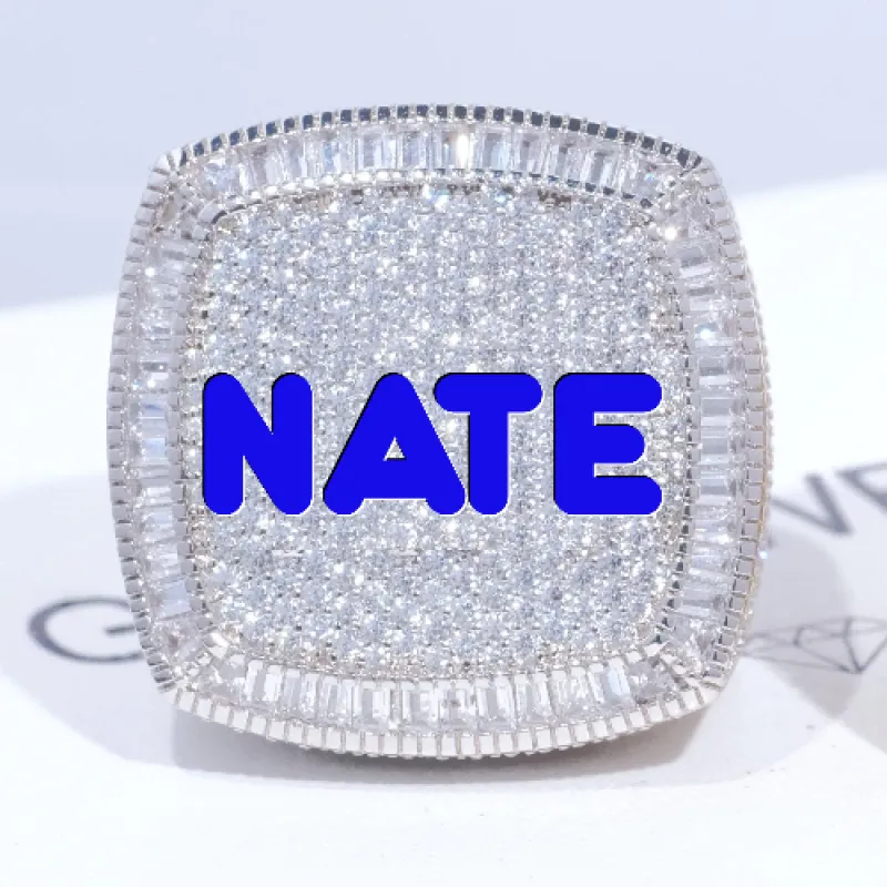 CUSTOM LETTER 3D ICED RING sold by The GUU Shop