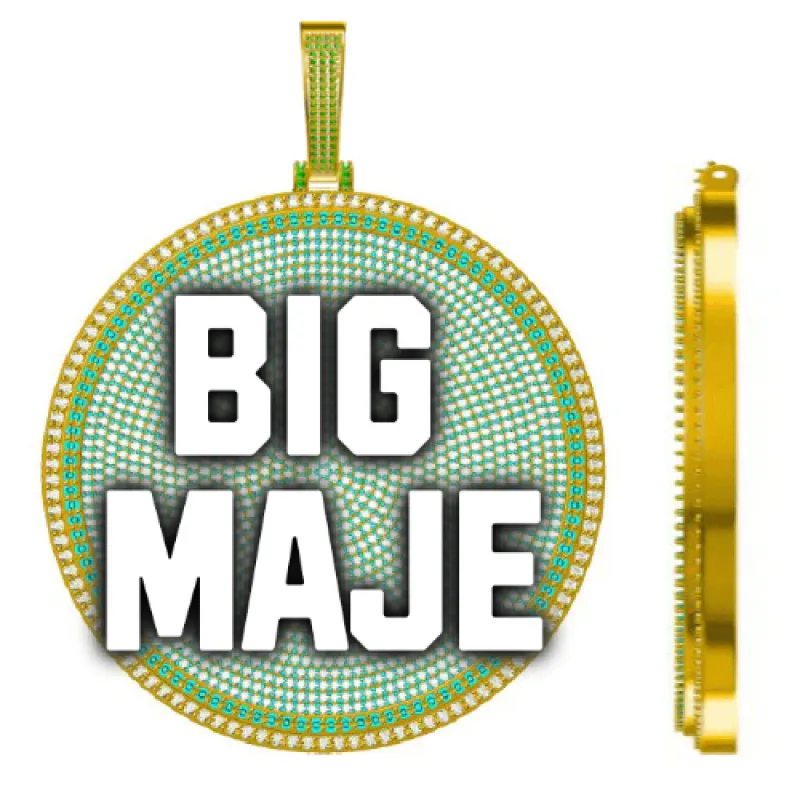 CUSTOM LETTER NECKLACE 3D BIG DISC sold by The GUU Shop