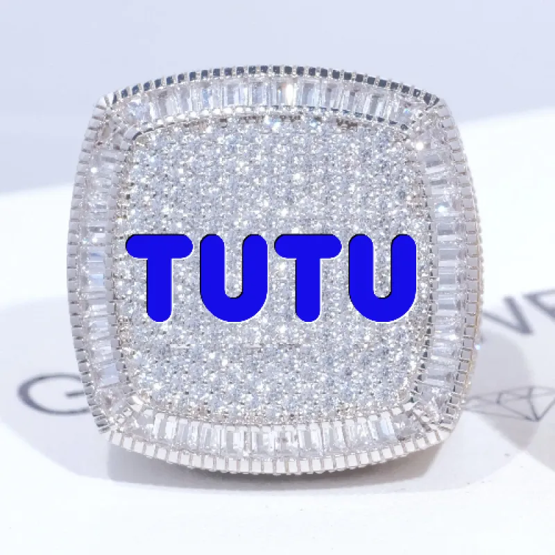 CUSTOM LETTER 3D ICED RING sold by The GUU Shop