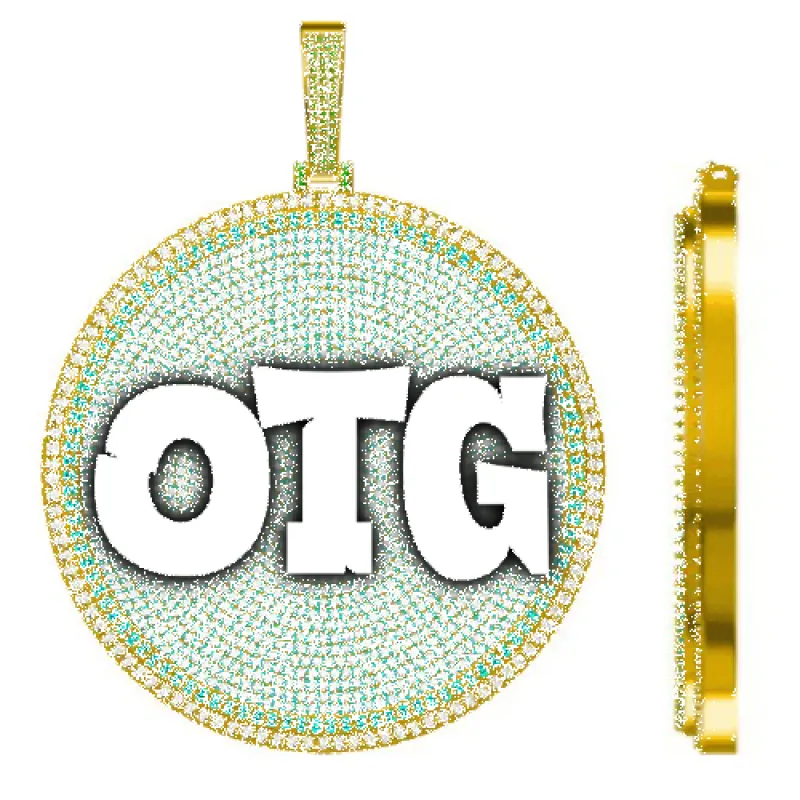 CUSTOM LETTER NECKLACE 3D BIG DISC sold by The GUU Shop