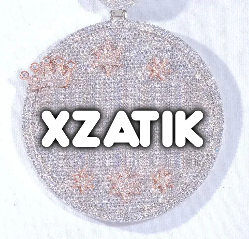 CUSTOM LETTER NECKLACE 3D BIG CROWN DISC sold by The GUU Shop