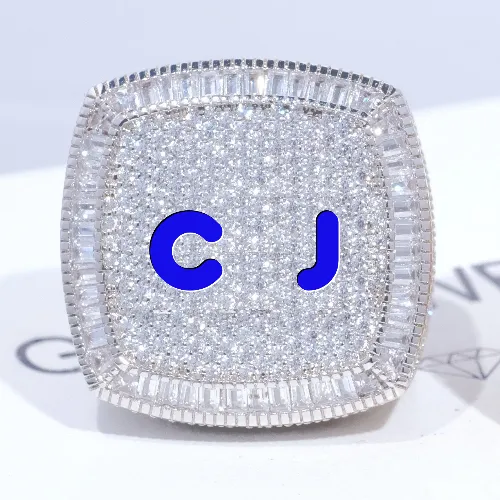 CUSTOM LETTER 3D ICED RING sold by The GUU Shop