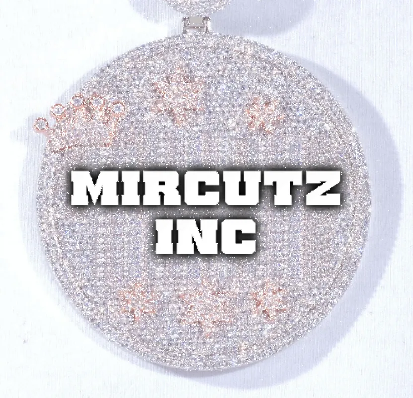 CUSTOM LETTER NECKLACE 3D BIG CROWN DISC sold by The GUU Shop