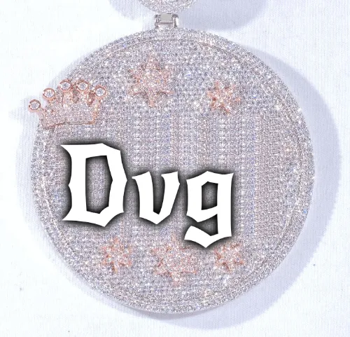CUSTOM LETTER NECKLACE 3D BIG CROWN DISC sold by The GUU Shop