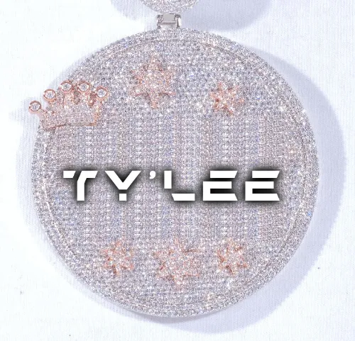 CUSTOM LETTER NECKLACE 3D BIG CROWN DISC sold by The GUU Shop