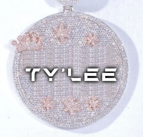 CUSTOM LETTER NECKLACE 3D BIG CROWN DISC sold by The GUU Shop