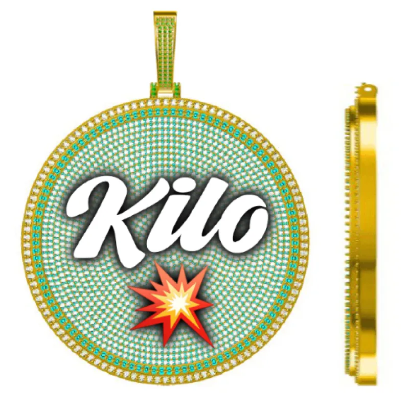 CUSTOM LETTER NECKLACE 3D BIG DISC sold by The GUU Shop