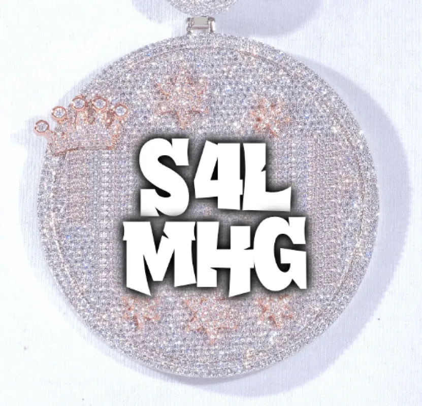 CUSTOM LETTER NECKLACE 3D BIG CROWN DISC made by The GUU Shop