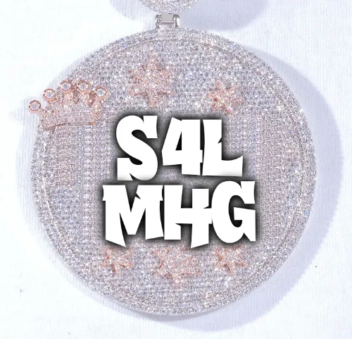 CUSTOM LETTER NECKLACE 3D BIG CROWN DISC sold by The GUU Shop