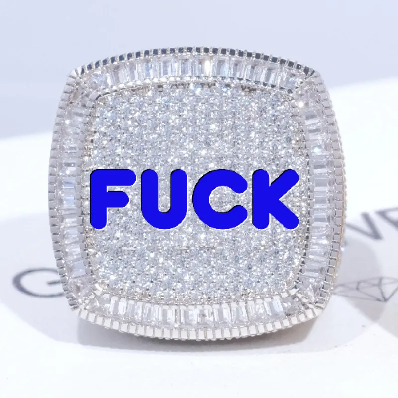 CUSTOM LETTER 3D ICED RING made by The GUU Shop