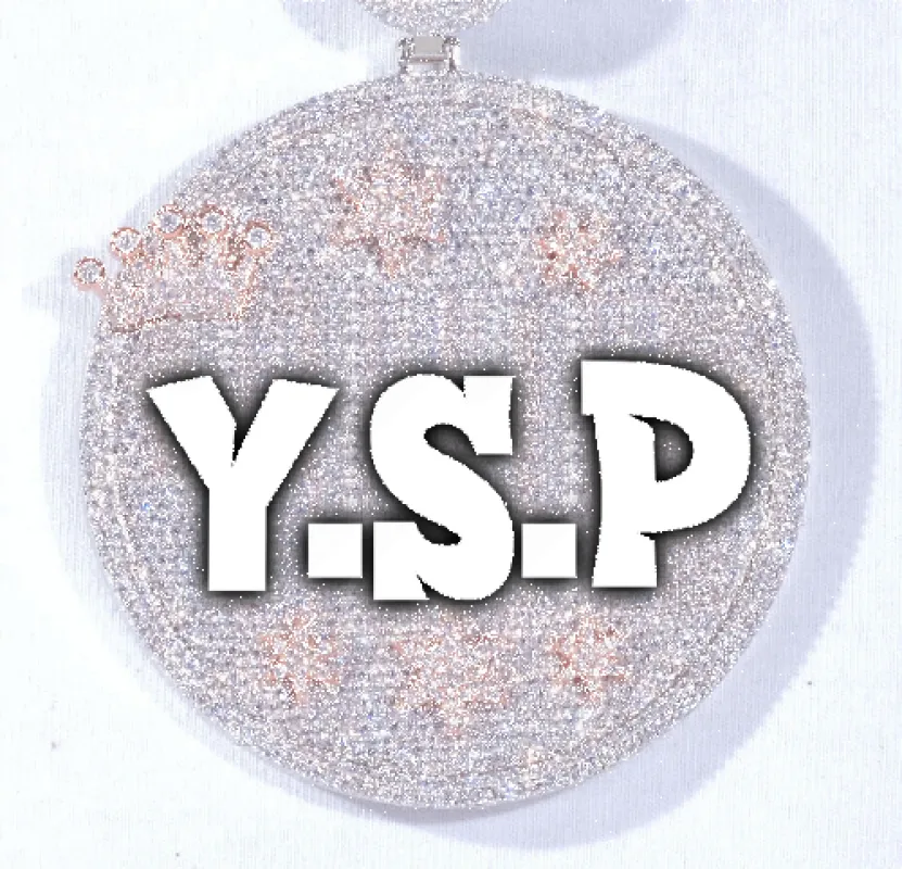 CUSTOM LETTER NECKLACE 3D BIG CROWN DISC sold by The GUU Shop