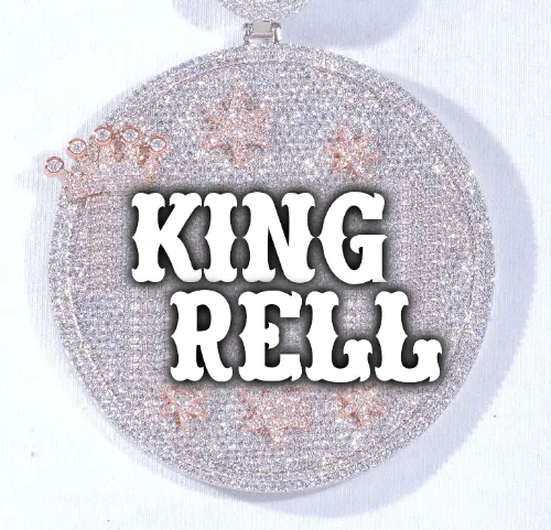 CUSTOM LETTER NECKLACE 3D BIG CROWN DISC sold by The GUU Shop