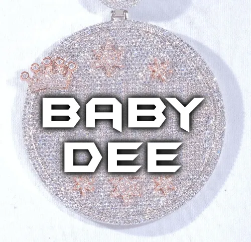 CUSTOM LETTER NECKLACE 3D BIG CROWN DISC sold by The GUU Shop