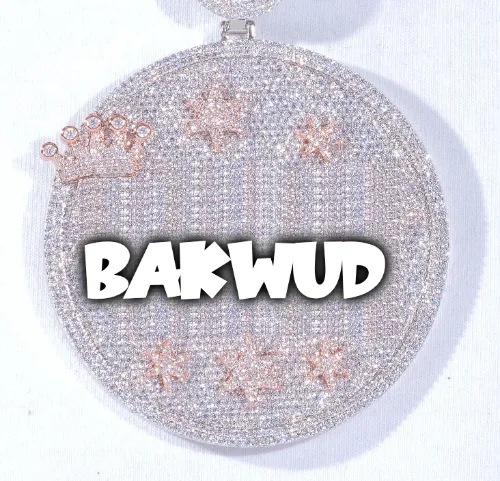 CUSTOM LETTER NECKLACE 3D BIG CROWN DISC sold by The GUU Shop