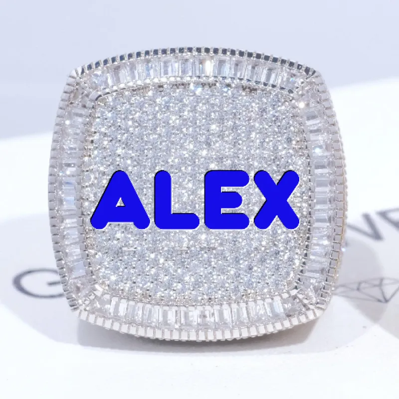 CUSTOM LETTER 3D ICED RING made by The GUU Shop