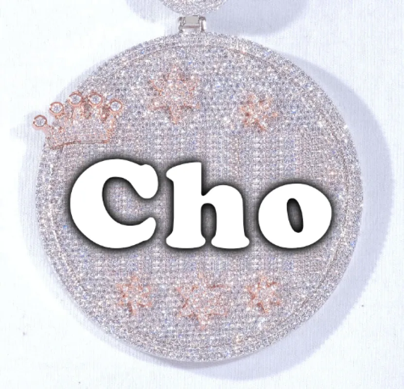 CUSTOM LETTER NECKLACE 3D BIG CROWN DISC made by The GUU Shop