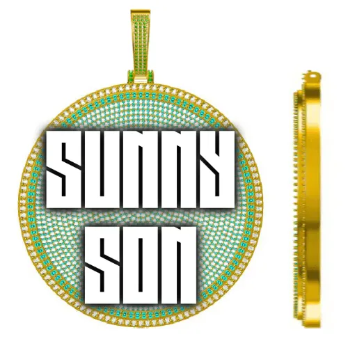 CUSTOM LETTER NECKLACE 3D BIG DISC sold by The GUU Shop