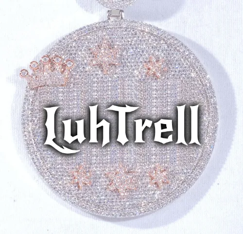 CUSTOM LETTER NECKLACE 3D BIG CROWN DISC sold by The GUU Shop