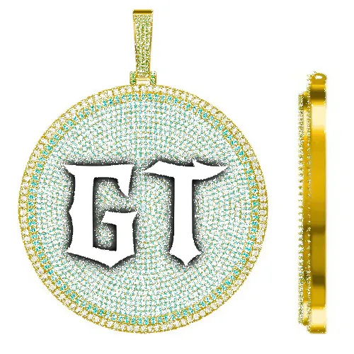 CUSTOM LETTER NECKLACE 3D BIG DISC sold by The GUU Shop