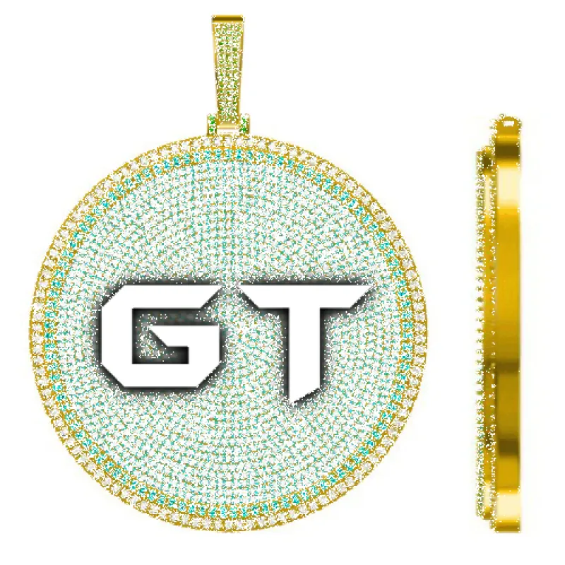 CUSTOM LETTER NECKLACE 3D BIG DISC sold by The GUU Shop