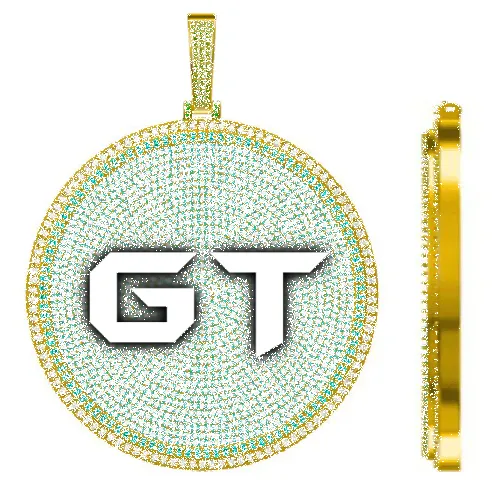 CUSTOM LETTER NECKLACE 3D BIG DISC sold by The GUU Shop