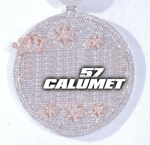 CUSTOM LETTER NECKLACE 3D BIG CROWN DISC sold by The GUU Shop