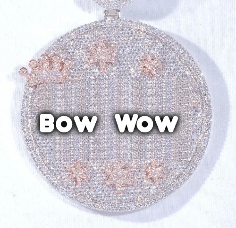 CUSTOM LETTER NECKLACE 3D BIG CROWN DISC sold by The GUU Shop