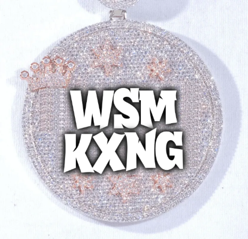 CUSTOM LETTER NECKLACE 3D BIG CROWN DISC sold by The GUU Shop