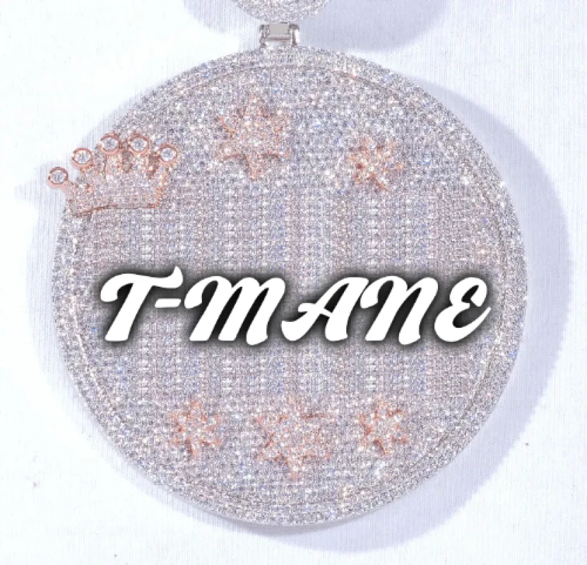 CUSTOM LETTER NECKLACE 3D BIG CROWN DISC made by The GUU Shop