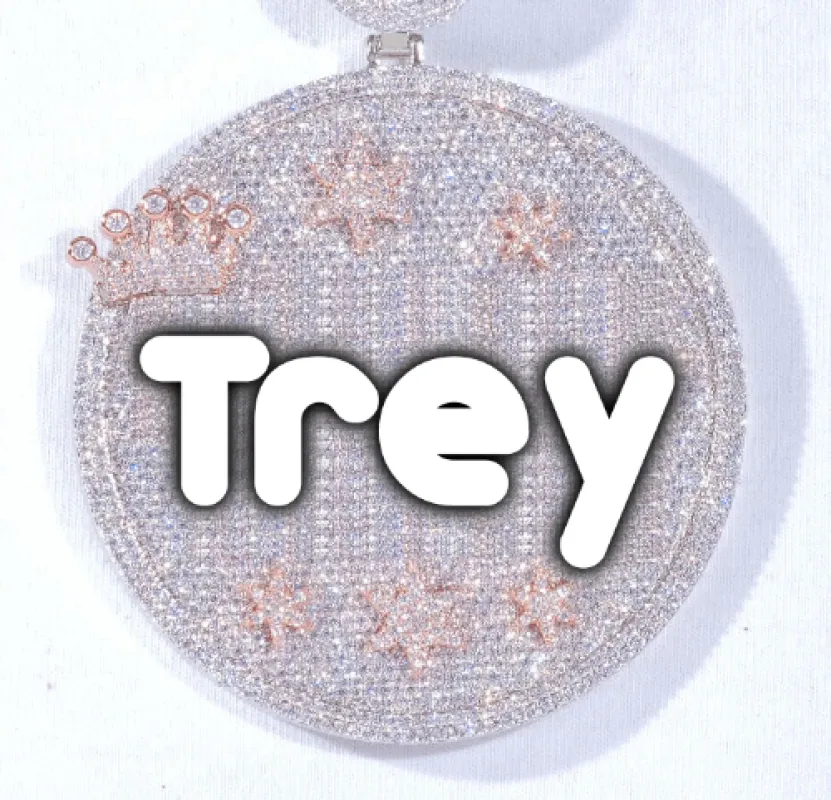 CUSTOM LETTER NECKLACE 3D BIG CROWN DISC sold by The GUU Shop