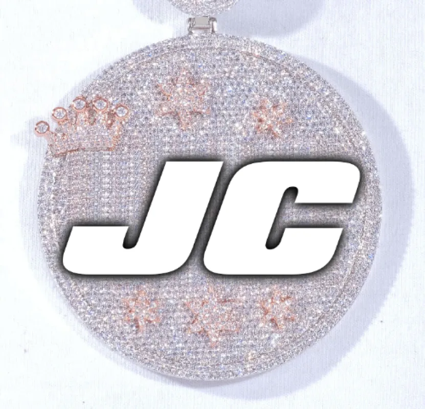 CUSTOM LETTER NECKLACE 3D BIG CROWN DISC sold by The GUU Shop